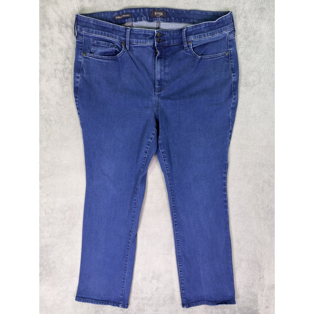 NYDJ Jeans Womens 18WP Blue Marilyn Straight Dark Wash High Rise Lift Tuck